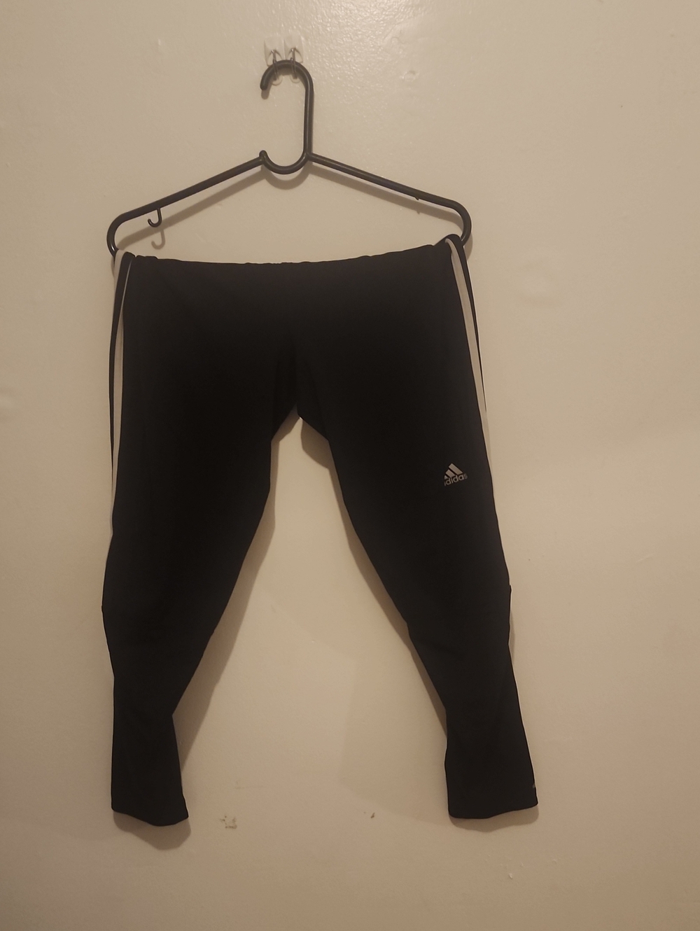 adidas Black capris with White Side Stripes